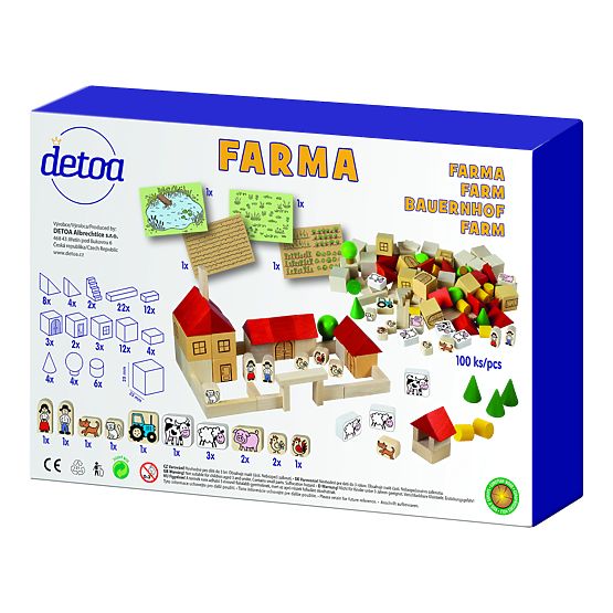 Detoa Set de construcție din lemn Fermă 100 de piese