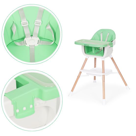 Scaun de masă pentru copii 2 în 1 verde ECOTOYS