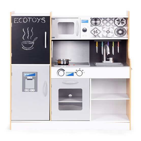 Bucătărie pentru copii cu sunet și tablă LED, accesorii metalice MDF +3 ani ECOTOYS