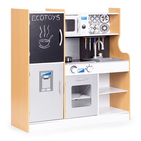 Bucătărie pentru copii cu sunet și tablă LED, accesorii metalice MDF +3 ani ECOTOYS