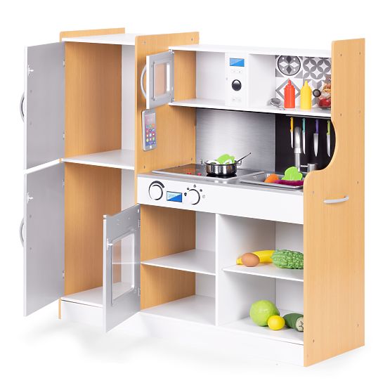 Bucătărie pentru copii cu sunet și tablă LED, accesorii metalice MDF +3 ani ECOTOYS