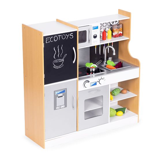 Bucătărie pentru copii cu sunet și tablă LED, accesorii metalice MDF +3 ani ECOTOYS