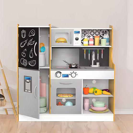 Bucătărie pentru copii cu sunet și tablă LED, accesorii metalice MDF +3 ani ECOTOYS