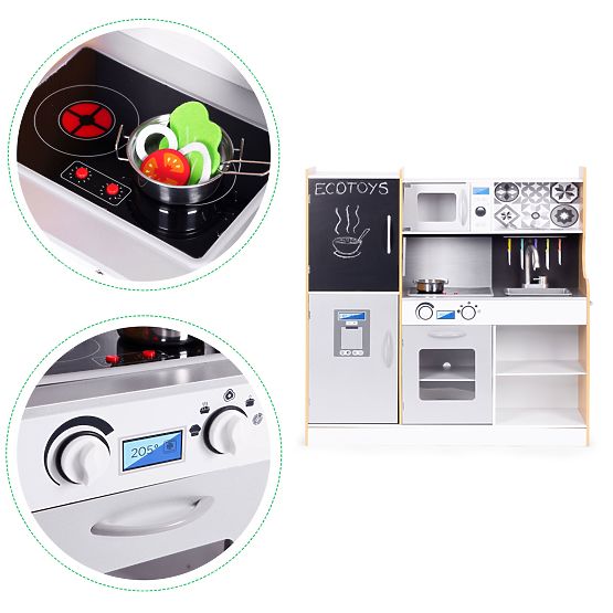 Bucătărie pentru copii cu sunet și tablă LED, accesorii metalice MDF +3 ani ECOTOYS
