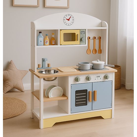 Bucătărie pentru copii cu cuptor, mașină de spălat, cuptor cu microunde și 12 accesorii ECOTOYS