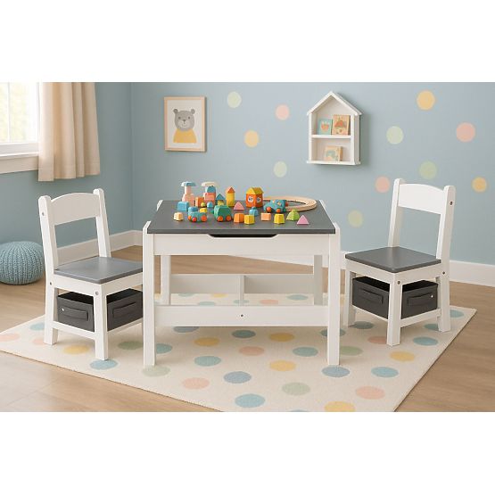 Set de mobilier pentru copii masă + 2 scaune cu tablă ECOTOYS