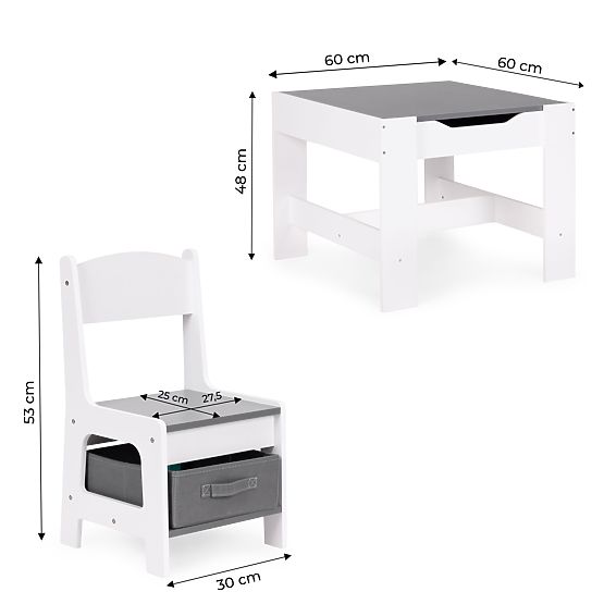 Set de mobilier pentru copii masă + 2 scaune cu tablă ECOTOYS