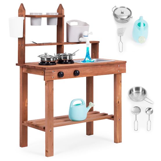 Bucătărie de noroi pentru copii din lemn de brad ECOTOYS