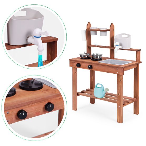 Bucătărie de noroi pentru copii din lemn de brad ECOTOYS