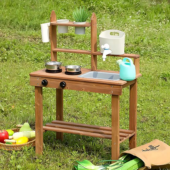 Bucătărie de noroi pentru copii din lemn de brad ECOTOYS