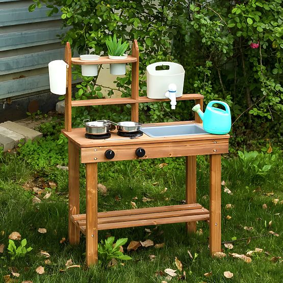 Bucătărie de noroi pentru copii din lemn de brad ECOTOYS
