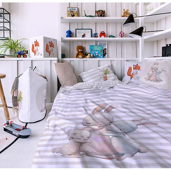 Domnul. Școala de pădure de pat de vulpe mică - Iepurași - 100 x 130 cm + 60 x 40 cm