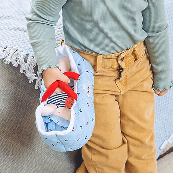 Doudou Jolijou Păpușă în geantă albastră de transport 20 cm