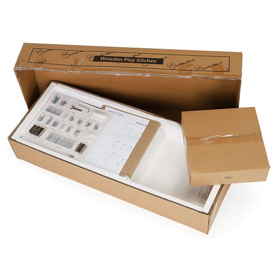 Bucătărie mare din lemn pentru copii alb-auriu ECOTOYS