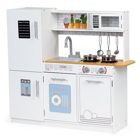 Bucătărie din lemn pentru copii cu lumină LED + oale ECOTOYS