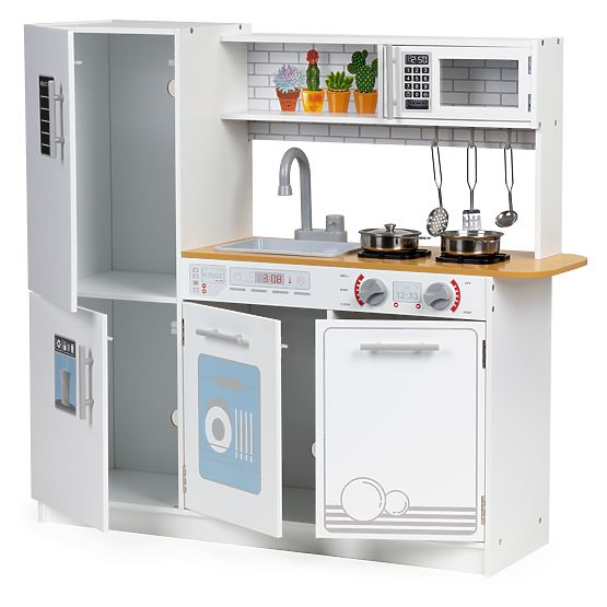 Bucătărie din lemn pentru copii cu lumină LED + oale ECOTOYS