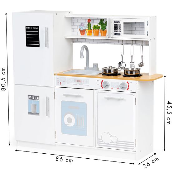 Bucătărie din lemn pentru copii cu lumină LED + oale ECOTOYS