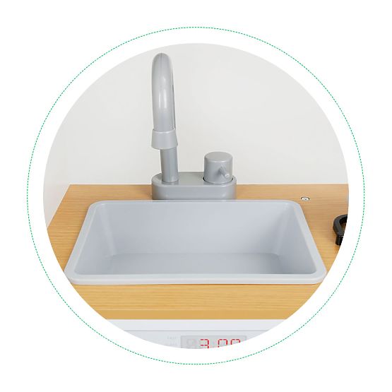 Bucătărie din lemn pentru copii cu lumină LED + oale ECOTOYS