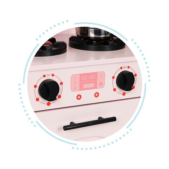 Bucătărie din lemn pentru copii cu cuptor, arzătoare, cuptor cu microunde și accesorii ECOTOYS