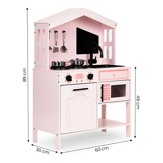 Bucătărie din lemn pentru copii cu cuptor, arzătoare, cuptor cu microunde și accesorii ECOTOYS