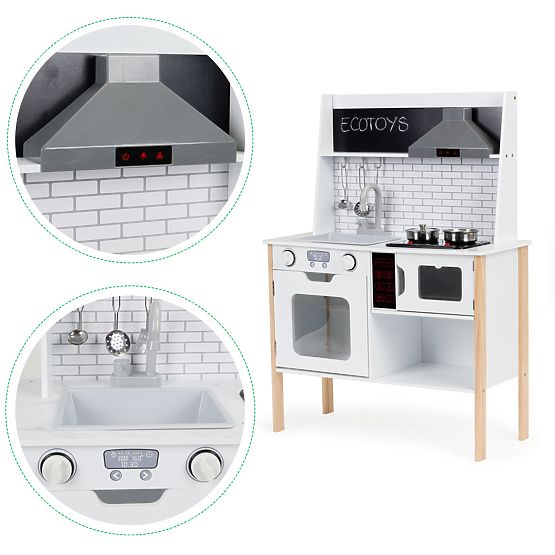 Bucătărie din lemn pentru copii + sunete și lumini ECOTOYS