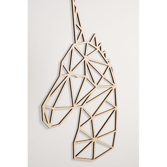 Pictură geometrică din lemn - Unicorn - diferite culori culoare: natural