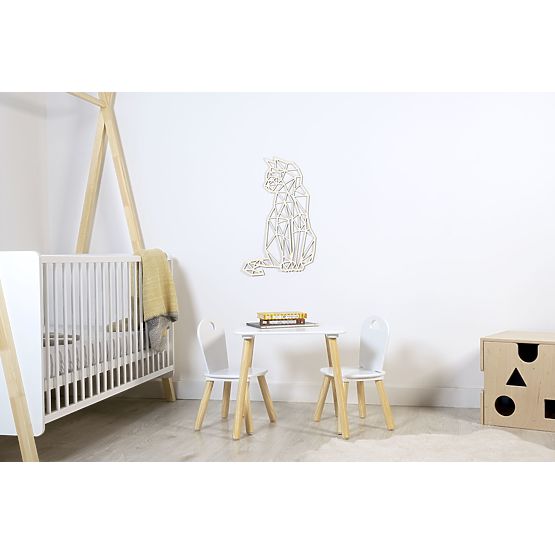 Pictura geometrica din lemn - Cat - diferite culori culoare: natural