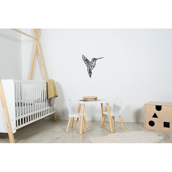 Pictura geometrica din lemn - Colibri - diferite culori culoare: negru