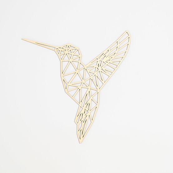 Pictura geometrica din lemn - Colibri - diferite culori culoare: natural