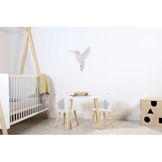 Pictura geometrica din lemn - Colibri - diferite culori culoare: natural