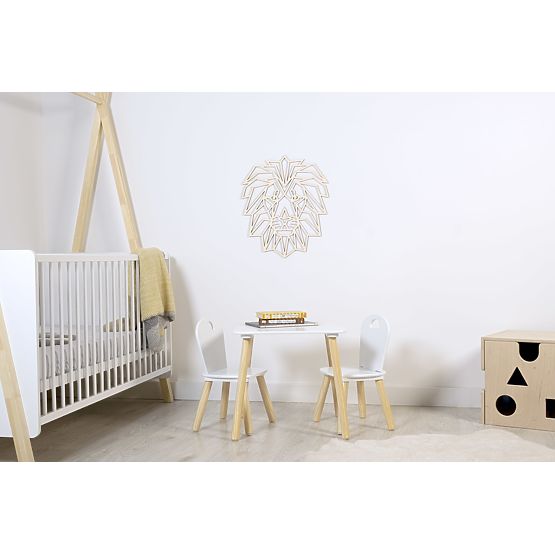 Pictură geometrică din lemn - Leu - diferite culori culoare: natural