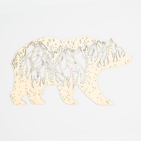 Pictură geometrică din lemn - Munții Urșilor - diferite culori culoare: natural