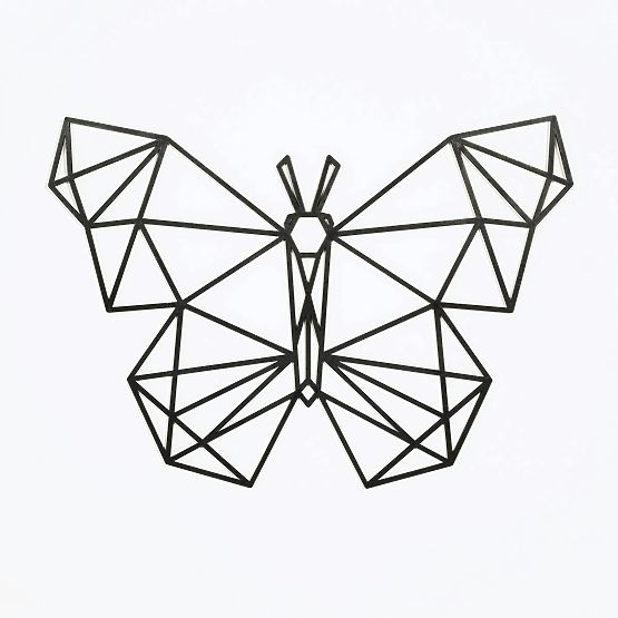 Pictură geometrică din lemn - Fluture - diferite culori culoare: negru