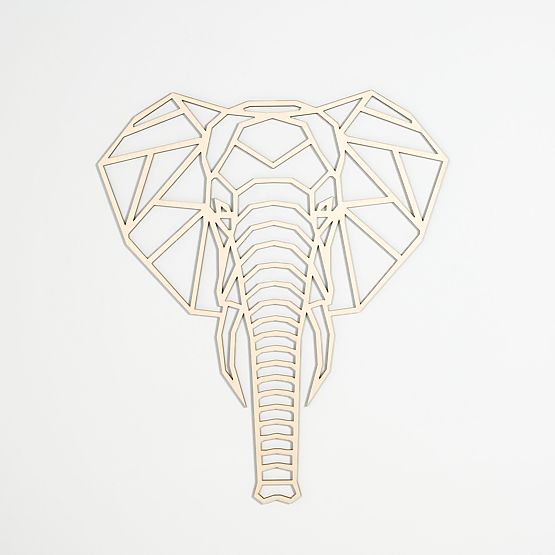 Pictură geometrică din lemn - Elefant - diferite culori culoare: natural