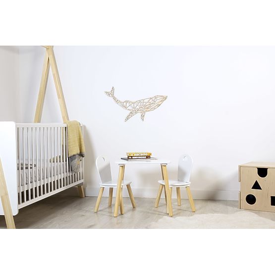 Pictura geometrica din lemn - Balena - diferite culori culoare: natural