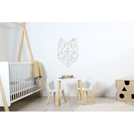 Pictură geometrică din lemn - Wolf - diferite culori culoare: natural