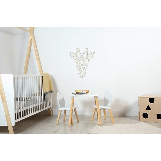 Pictura geometrica din lemn - Girafa - diferite culori culoare: natural