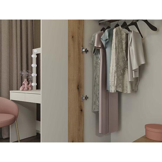 DULAP AVA 150 CM OGLINDĂ 2 SERTARE FAȚADĂ CANELATĂ STEJAR EVOKE BEJ CAȘMIR