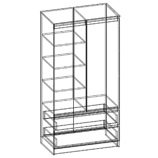 DULAP CU 2 UȘI ȘI 2 SERTARE 90 cm PK WENGE / SONOMA