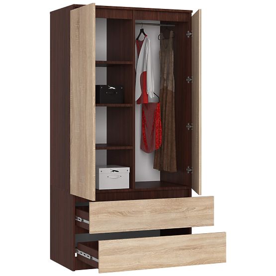 DULAP CU 2 UȘI ȘI 2 SERTARE 90 cm PK WENGE / SONOMA