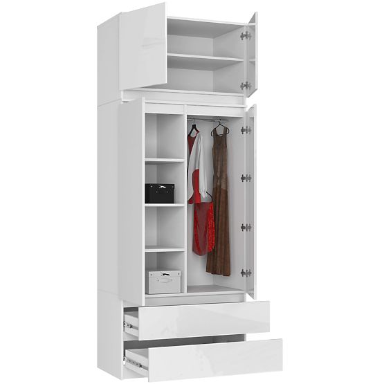 DULAP CU SUPRASTRUCTURĂ S90 2D 2SZ CLP PK ALB LUCIOAS