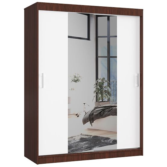DULAP CU UȘI GLISANTE 150cm CLP WENGE / ALB