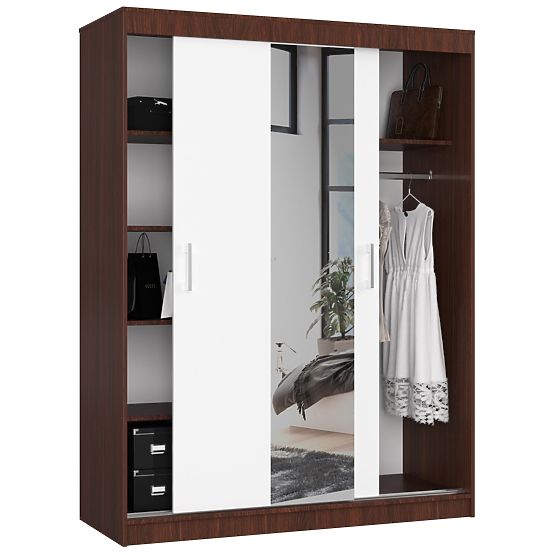 DULAP CU UȘI GLISANTE 150cm CLP WENGE / ALB