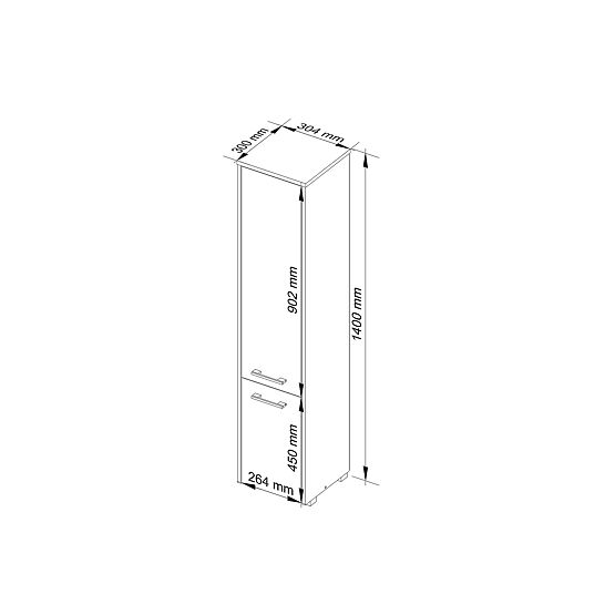 DULAP DE BAIE FIN COLOANĂ 30 2D 140cm ALB