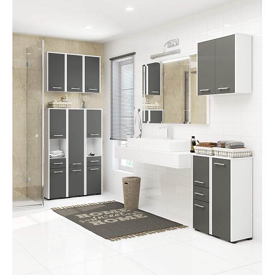 DULAP DE BAIE FIN COLOANĂ 30 2U 1S 85cm PK ALB / GRI