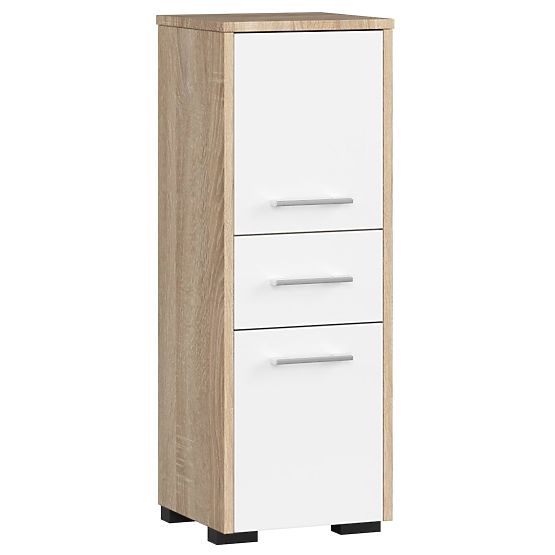 DULAP DE BAIE FIN COLOANĂ 30 2U 1S 85cm PK STEJAR SONOMA / ALB