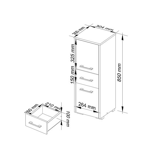 DULAP DE BAIE FIN COLOANĂ 30 2U 1S 85cm PK STEJAR SONOMA / ALB