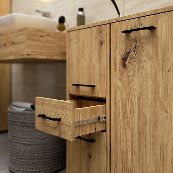 DULAP DE BAIE FIN CU STÂLP 30 2U 1S 85cm PK STEJAR ARTISAN