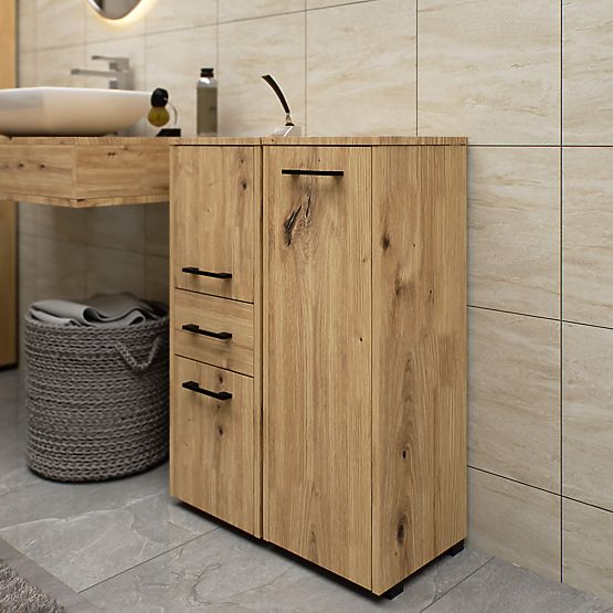 DULAP DE BAIE FIN CU STÂLP 30 2U 1S 85cm PK STEJAR ARTISAN