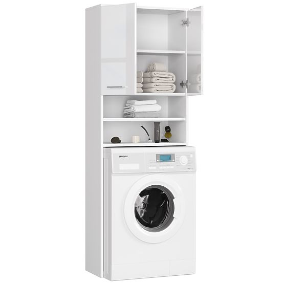 DULAP DE BAIE FIN PESTE MAȘINA DE SPĂLAT ALB LUCIOAS